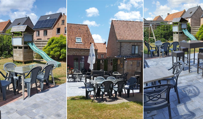 Terras met speeltuintje bij mooi weer